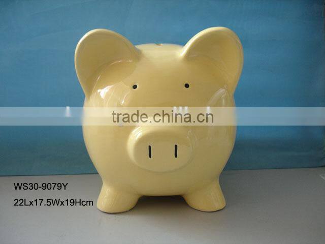 Hot sales cheap ceramic pink piggy bank for promotional gifts