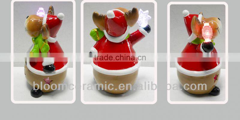 LED light ceramic indoor christmas decorations reindeer