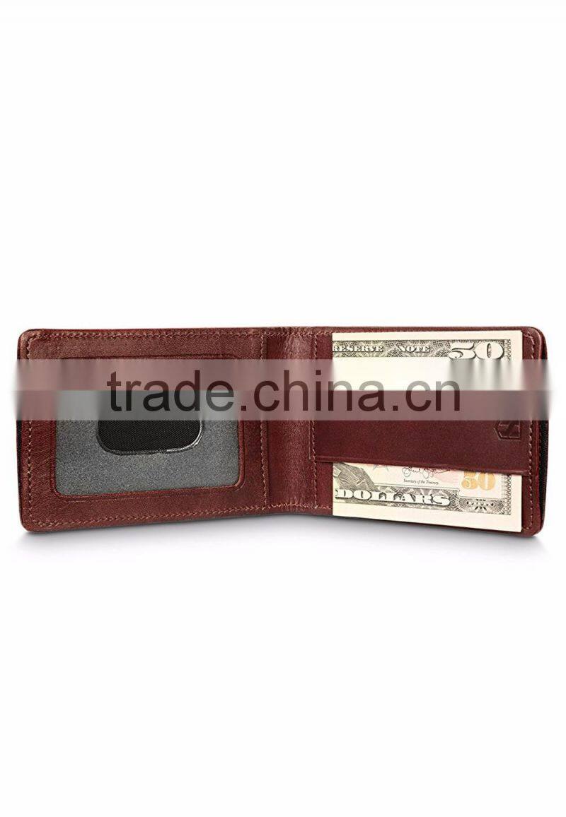 pull tab card holder Ultra Slim Bifold Leather Wallet