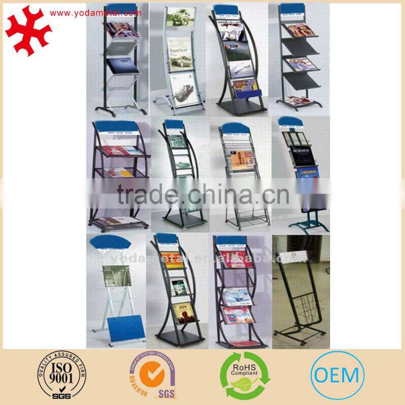 Floor standing metal magazine rack display stand for advertising