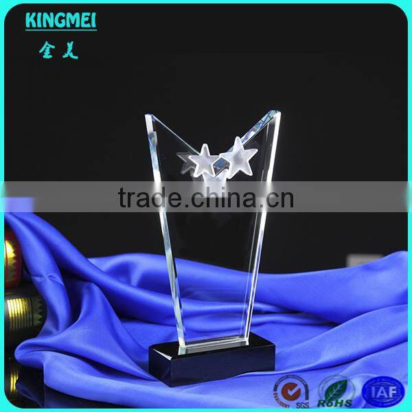 Hot most popular crystal star glass trophy,new design crystal star glass trophy