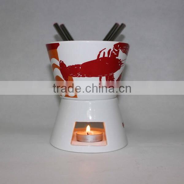 fondue set ceramic chocolate pot