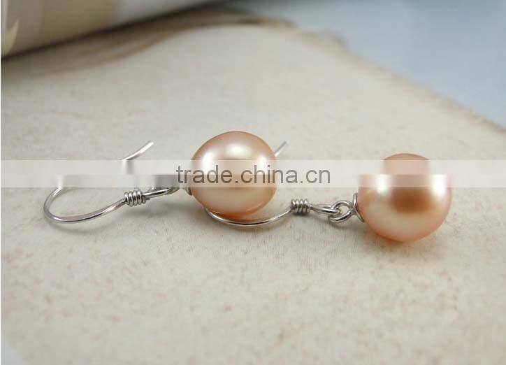 pink 10-11mm freshwater latest design of pearl earrings
