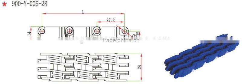 900Y-006 series 28 37 46 width modular plastic conveyor belt/Flush Grid Modular belt