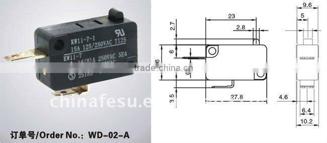 fs065 15A 250VAC micro switch with lever , ul tuv approval low operating force micro switch