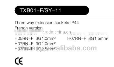 CE 3 way french electrical extension socket IP44