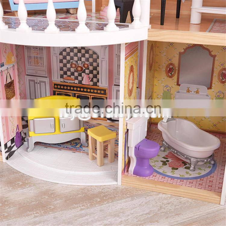 New arrival luxurious and colorful wooden large dollhouse for kids W06A221