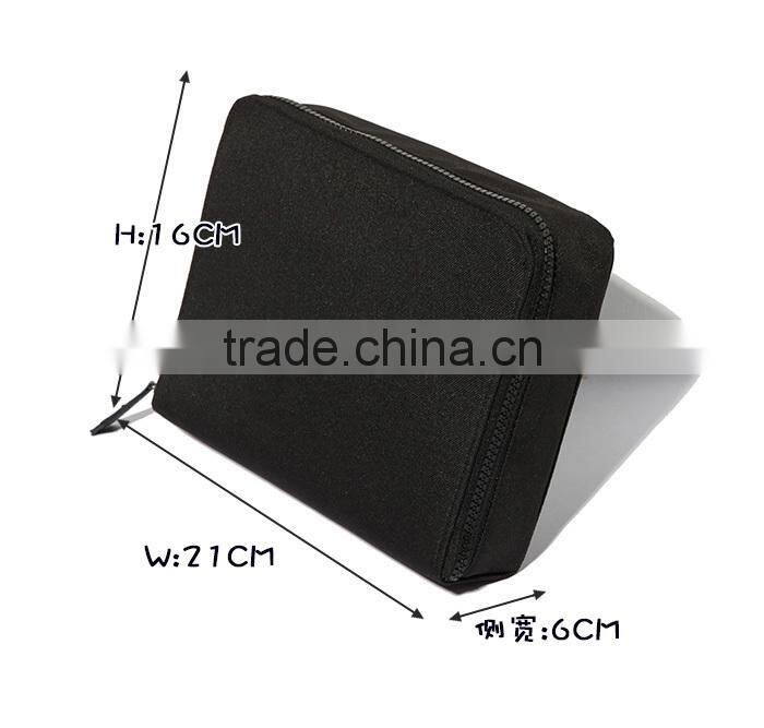 Black pu leather designer makeup bag with professional