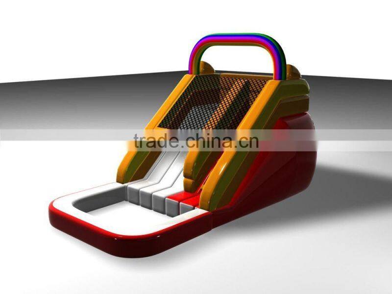 New design Funny 16ft Rainbow Inflatable Water slide with pool