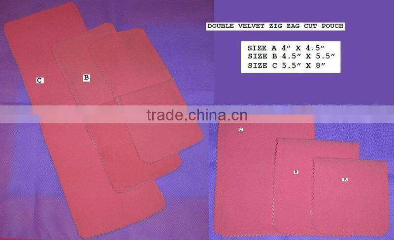Zig zag cut velvet pouch