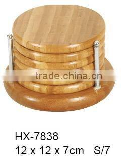 Bamboo Coaster Set with a Natural Finish, Each Measures 4x4" & Prevents Condensation