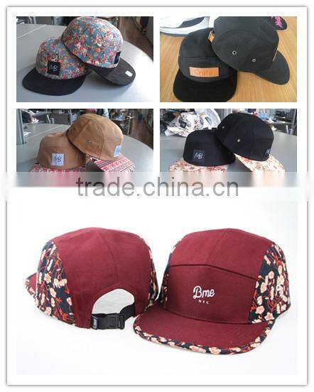 Fish Pattern 5 Panel Hat Leather Brim Cheap Fashion Custom Blank 5 Panel Hat