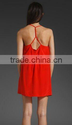 apparel!oem!lady design!latest design!12DR088 fashionable silk dress 2012,red color!high quality