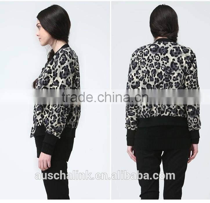 autumn short style animal leopard all over printed jacket factory price