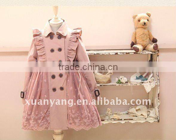 fashion child new year coat whit lace;kids winter clothes