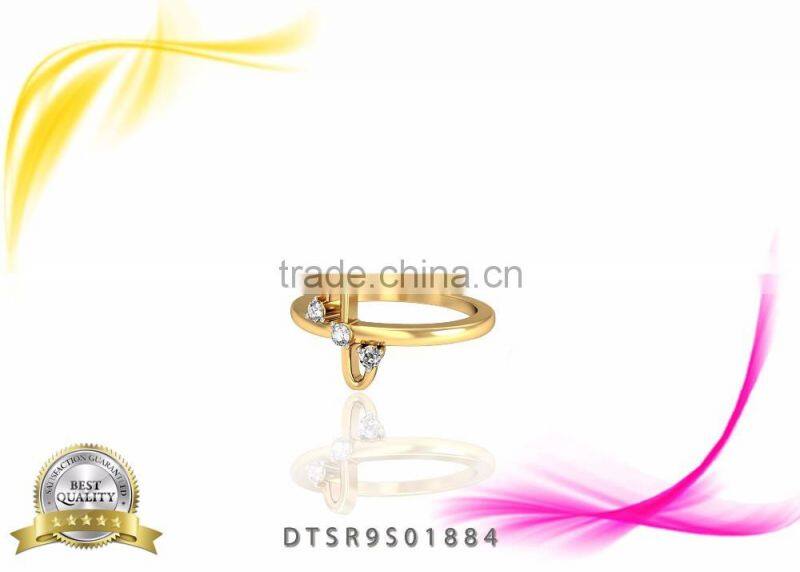 CZ Studded 14kt Gold Plated Stylish Ring