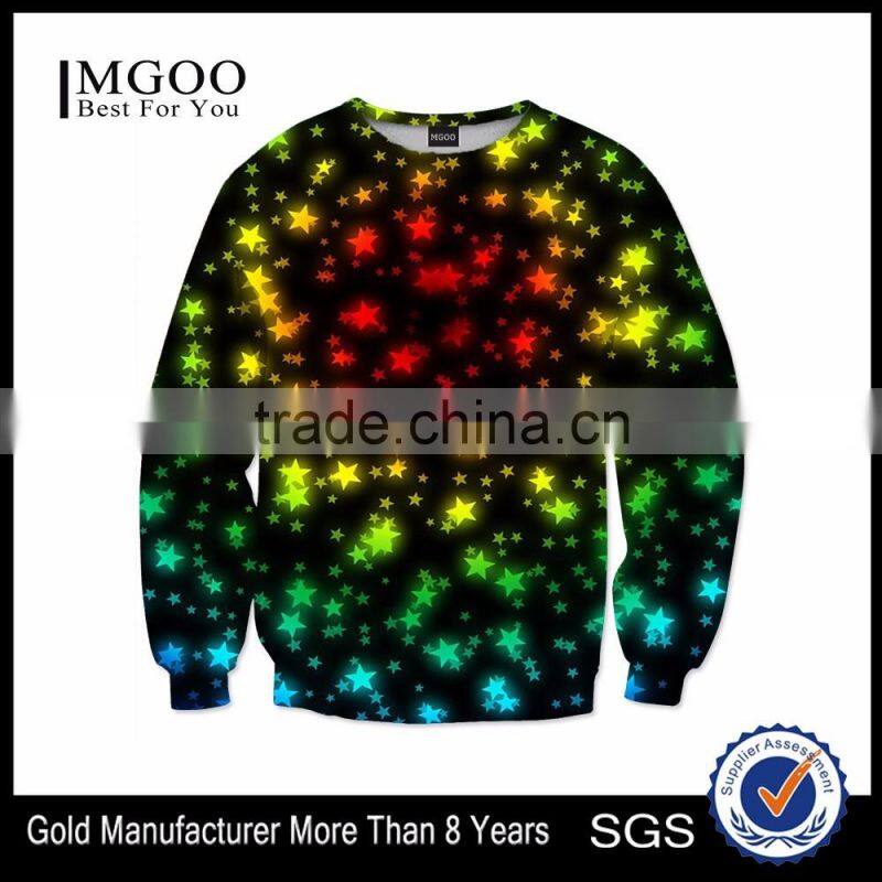 Cheap Price OEM Long Sleeve Crew Neck Sweatshirt Custom Star Sky Sweatshirts With Low MOQ Sweat Shirts Apparel For Men