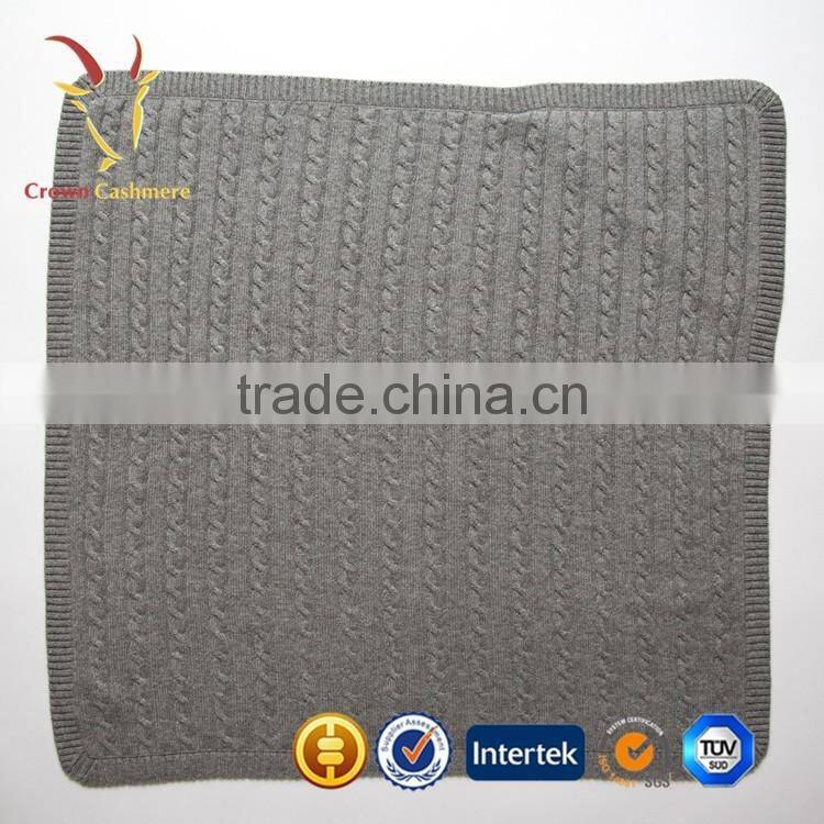 100% Cashmere Wool Cable Knitted Baby Blanket