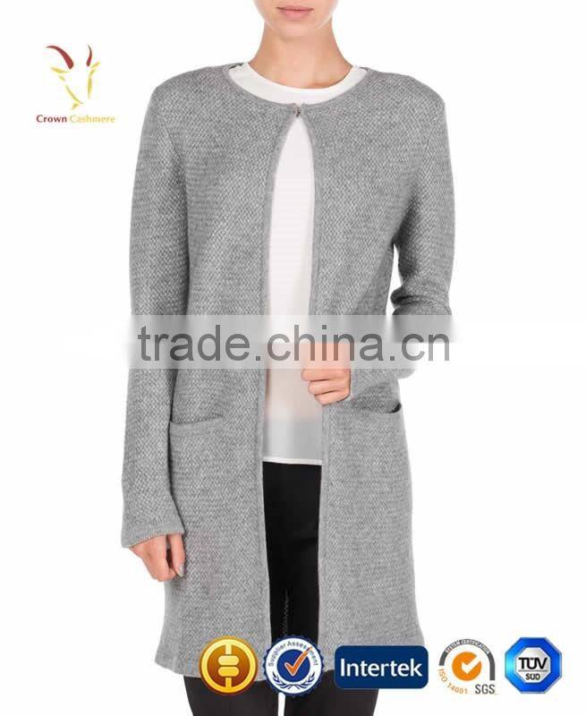 Open Front Winter Women Cashmere Cardigan Coat with Pockets