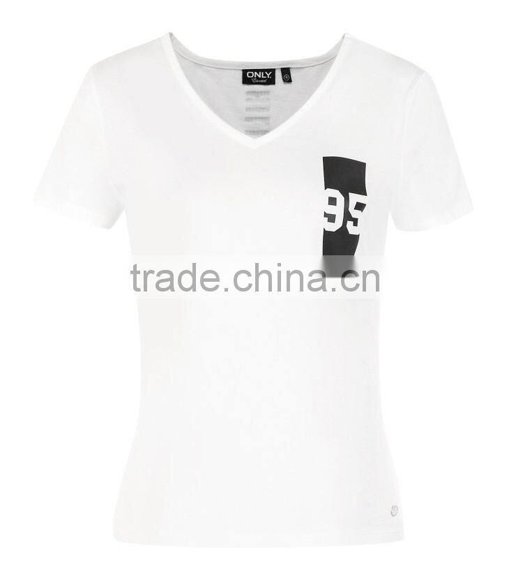 2017 women clothing custom t shirt printing v neck women t shirt