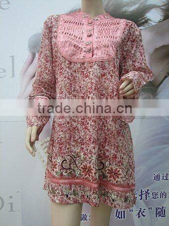 lady cotton embroidery blouse skirt