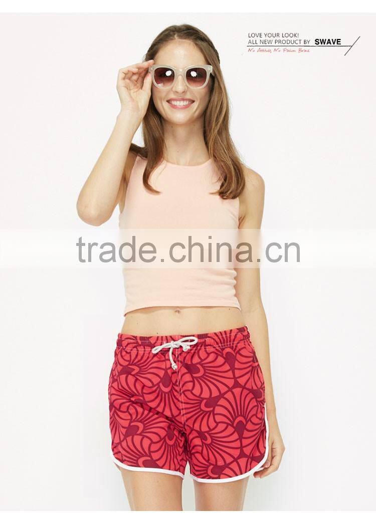 Digital Printed Ladies Hign Quality Sports Shorts Ready Made Women Swim Wear