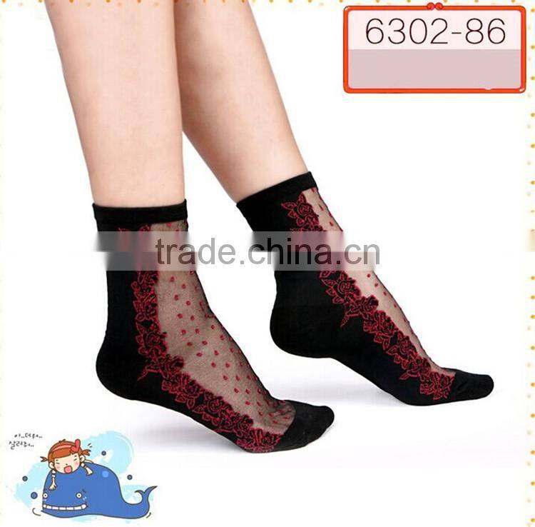 Hot sales Colorful Ultrathin Transparent Beautiful Crystal Elastic Calcetines Short Women Socks Summer Sock Womens