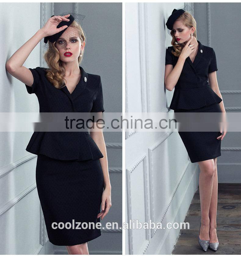 Women summer two pieces short sleeve blazer and skirt set women office business suit