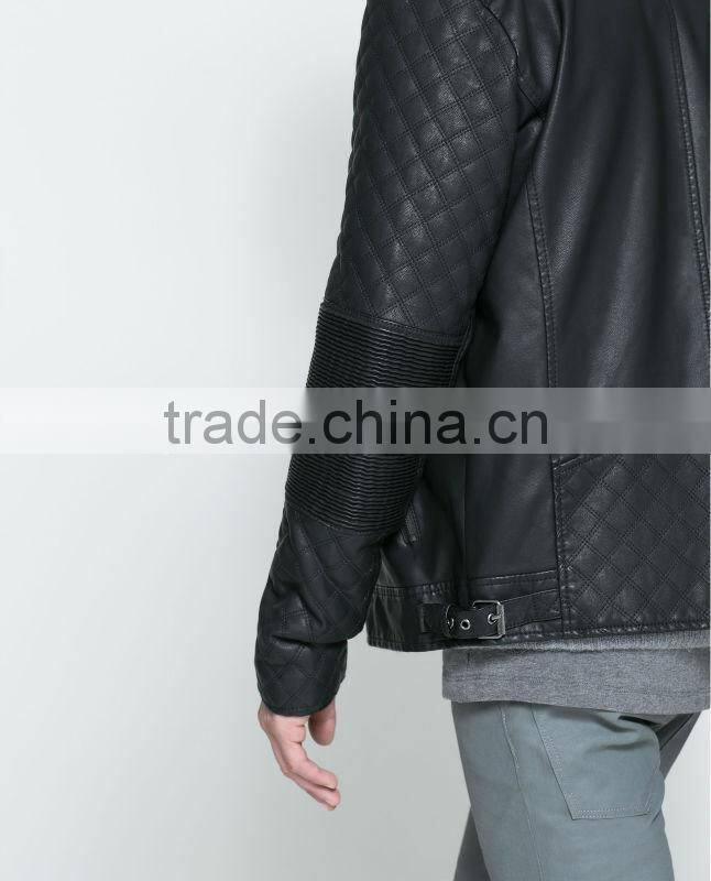 Wholesale new directions black biker jacket with elbow patches for men