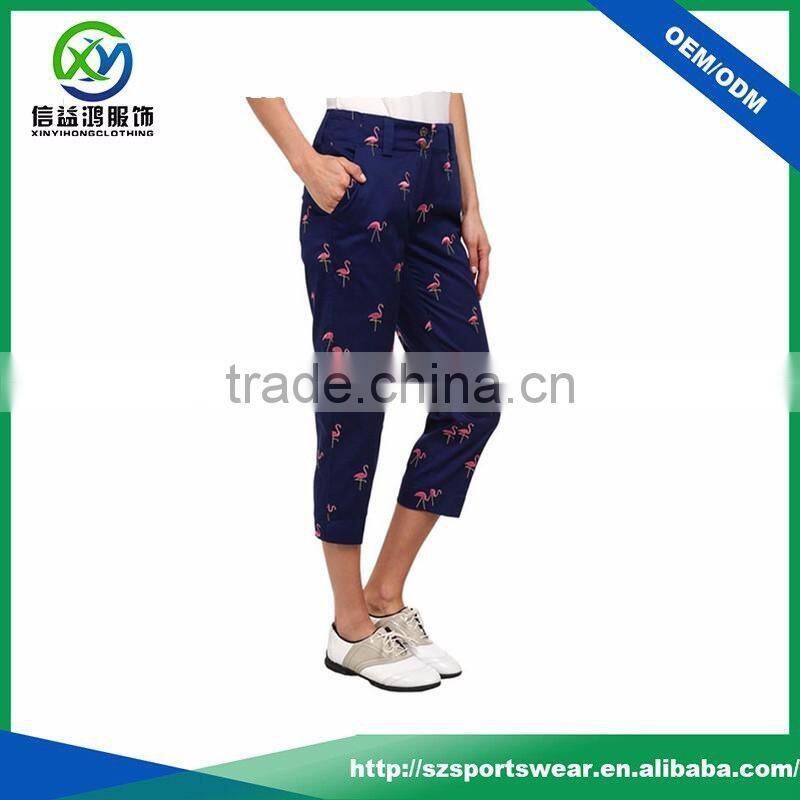 Customize lady's fashion sublimation golf Ninth pants /trousers