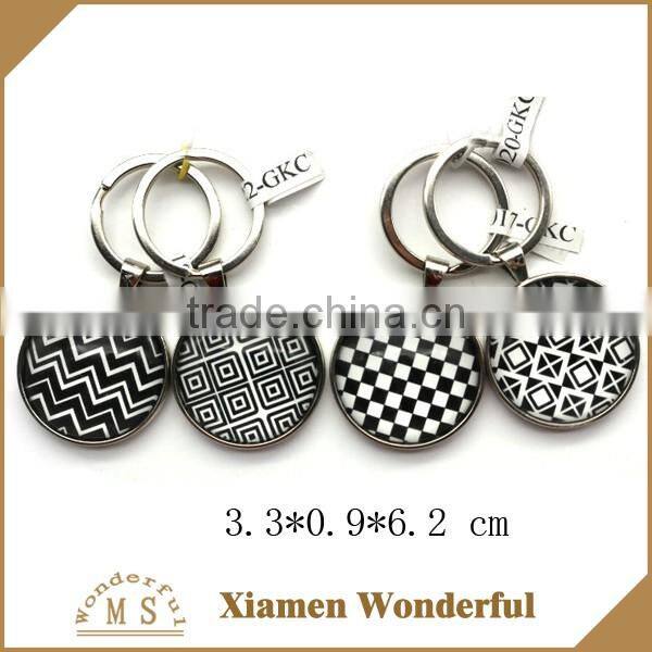 new arrival round shape OEM glass keychain for wholesale