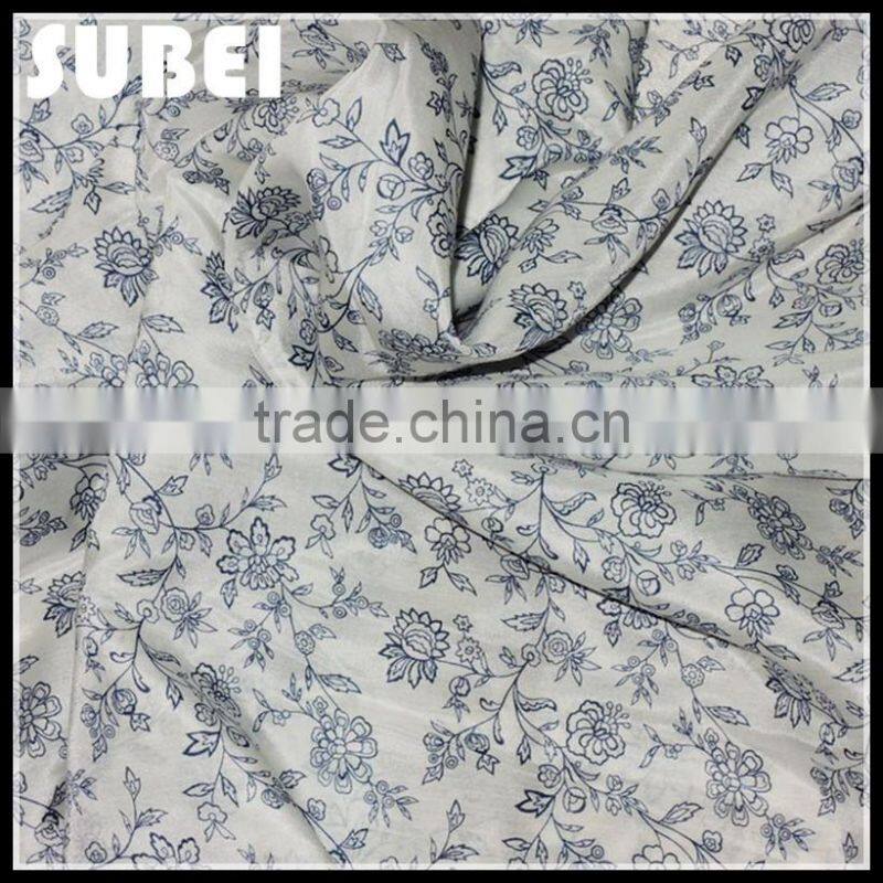12MM Wholesale wide silk cotton fabric,printed small blue flower mulberry silk cotton blend fabrics