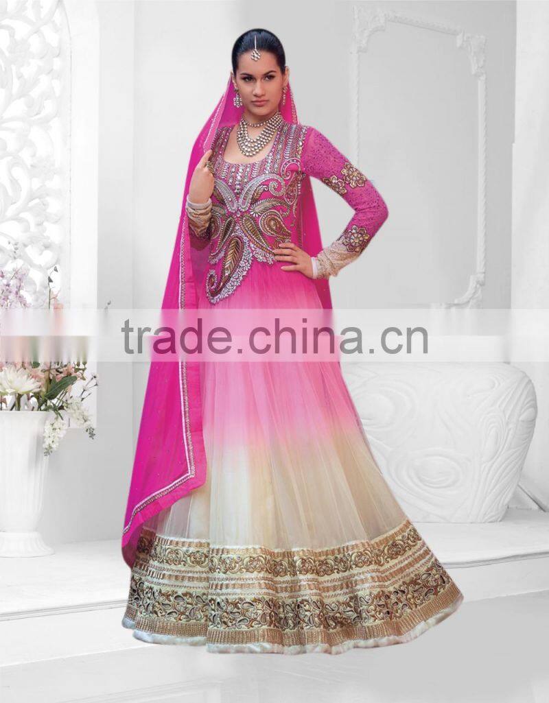 Yellow color on brown with purple color on embroidery heavy design jacket long Anarkali Designer Semi Stitch Salwar Kameez