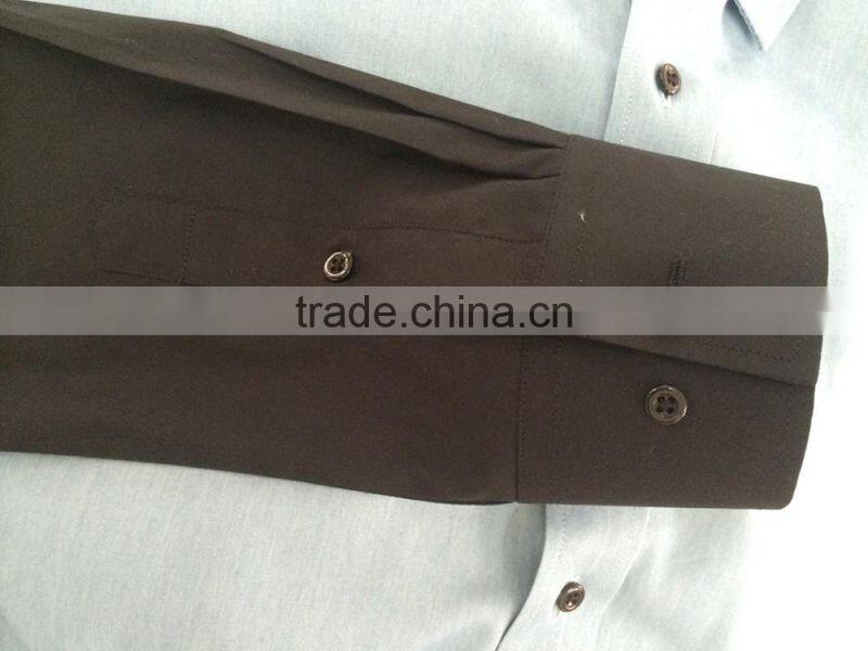 2017 new design men's denim casual shirt with contrast sleeve