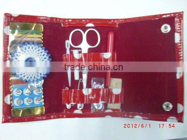 red polka dot sewing kit