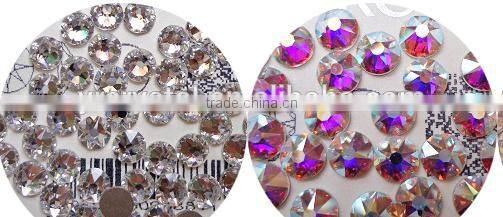 New Design Nail crystal 16 face cut 8 big+8 small facets high quality flat back Non Hotfix rhinestones crystal ab strass