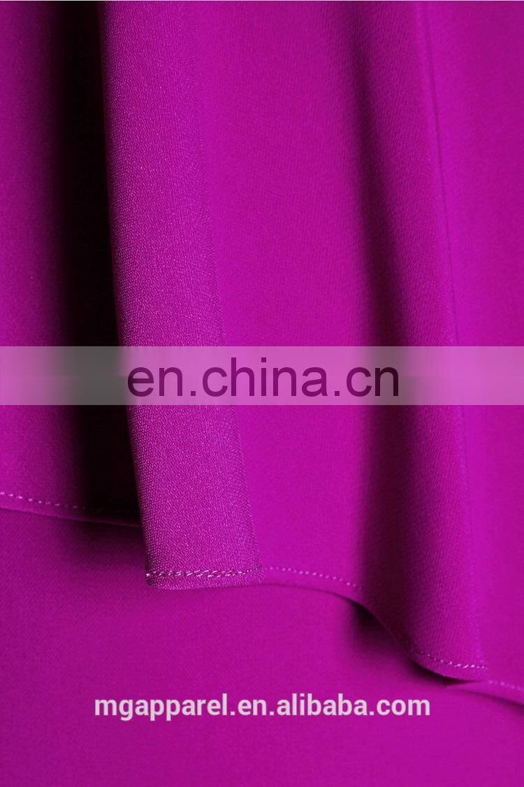 latest fashion purple evening dress front slit purple crepe evening gown, evening dress alibaba china