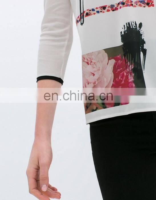 Spring Summer European Fashion Sexy 3/4 Sleeve Chiffon Women Blouse