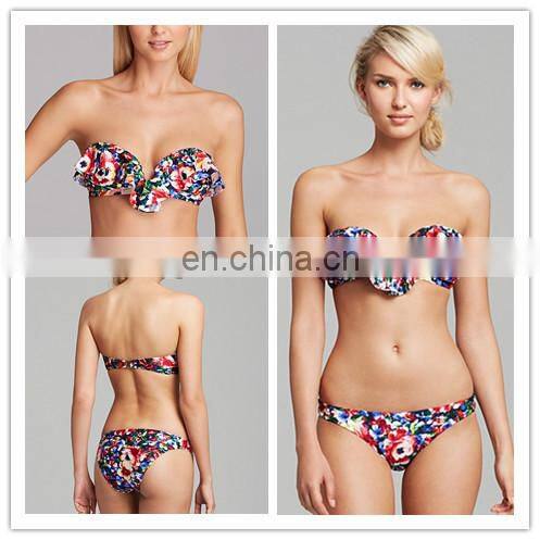 New arrival Open Sexy swimwear long sleeves mesh bikini OEM service flower print