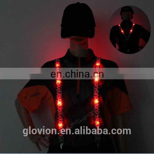New arrival hot sell Leopard LED Glow night showSuspender