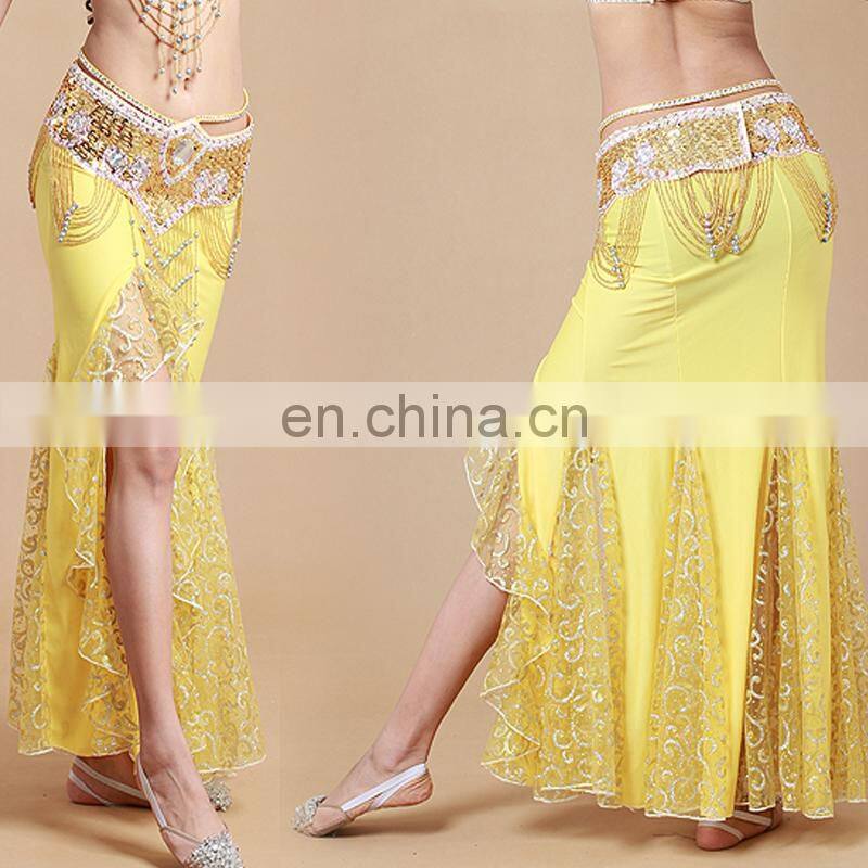Q-6036# High lace and milk silk long sexy belly dance dress for sale