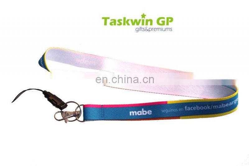 Full color printing polyester lanyard cheap custom whistle lanyard with cell phone hoop