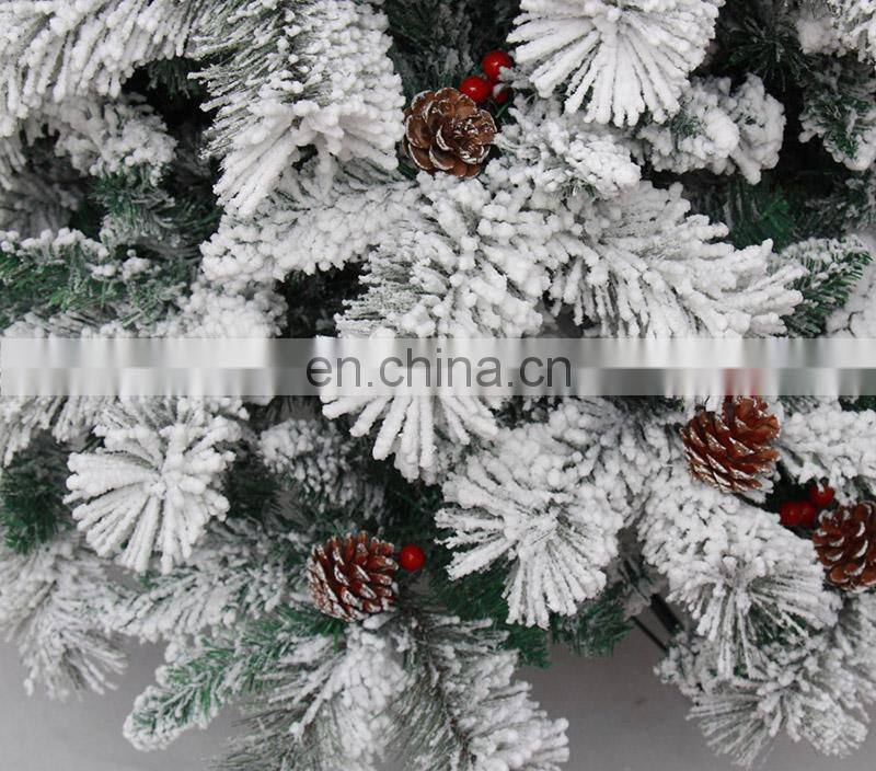 Snow Flocked White Christmas Tree with Red Pinecone xmas Tree Fake Christmas Tree