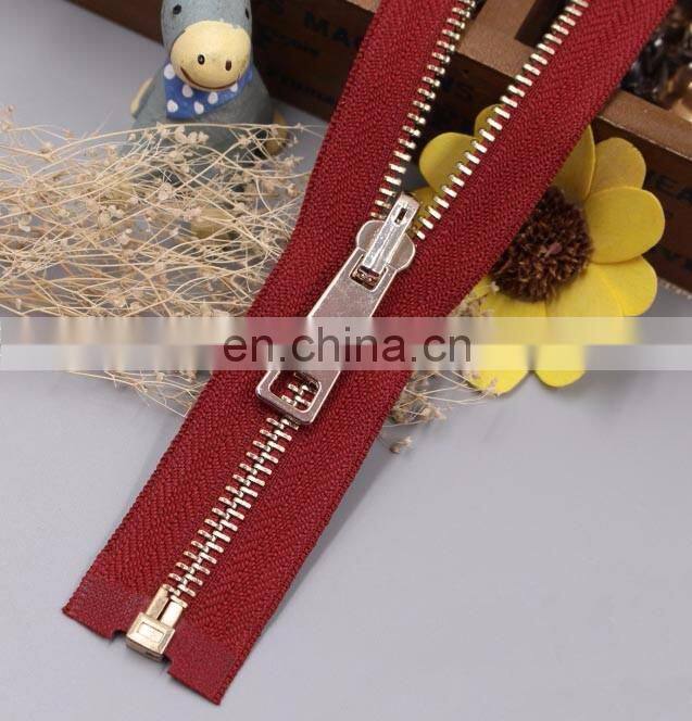 Hot sale teeth open-end colorful metal zippers custom fashion zipper for clothes accessories