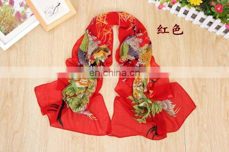 Fashion girls' silk solid long cheap chiffon scarf