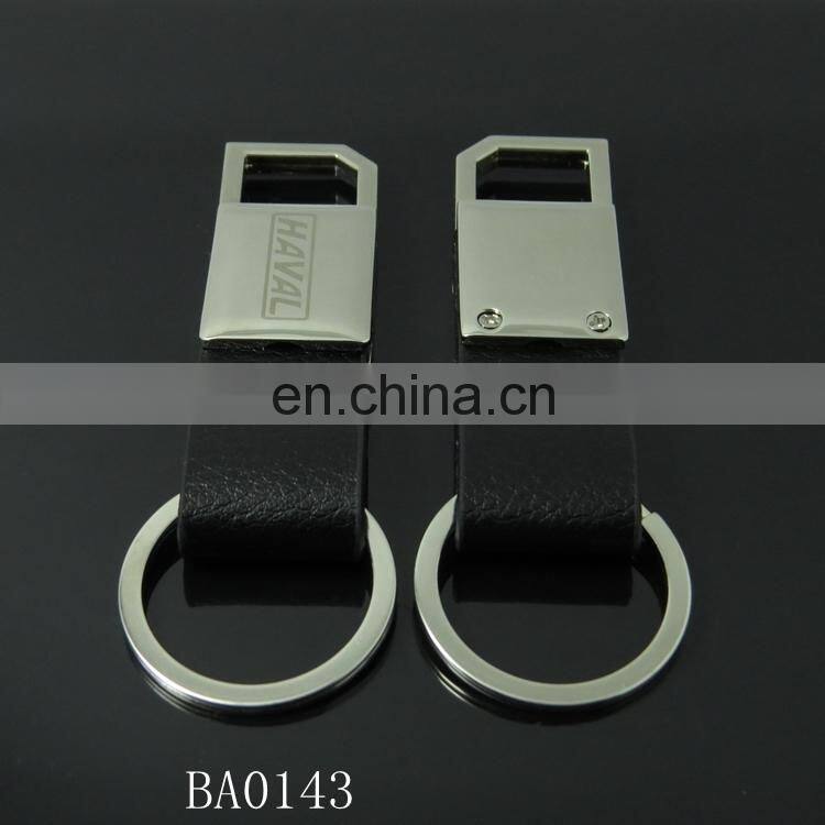 Cheap Zinc Alloy Leather Hanging Car Logo Key Holder Custom Shaped Metal Keychain