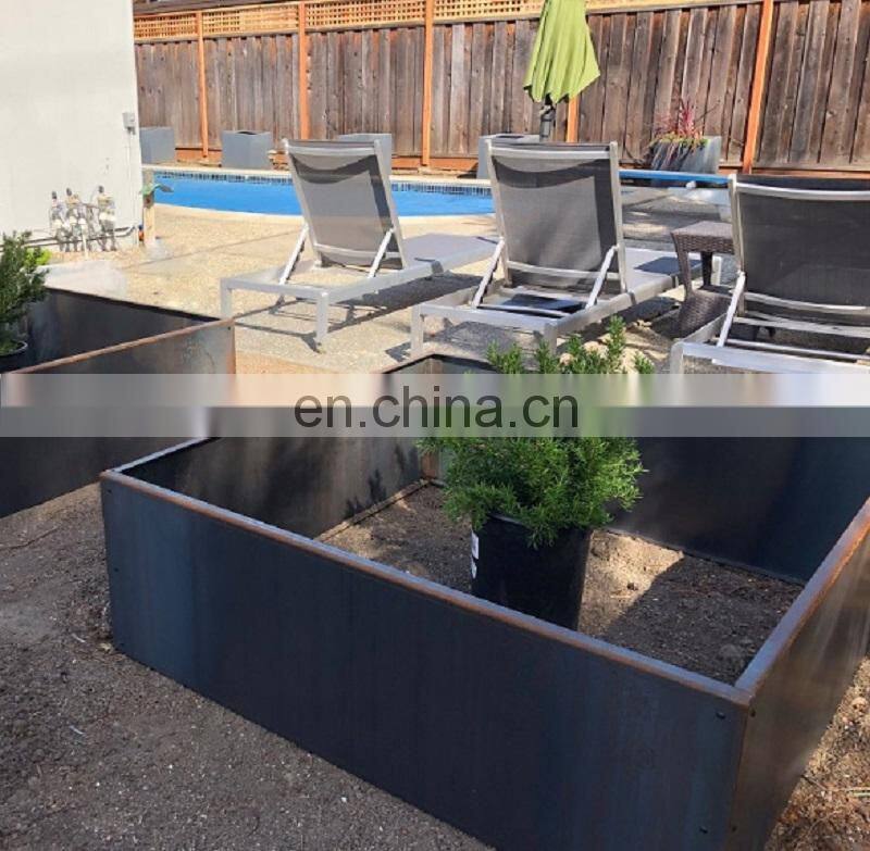 Rectangular Corten Steel Planters Flower Bed customized