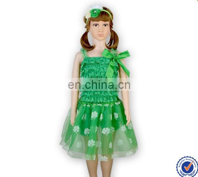 Girl Green Shamrock Frock Patterns Lace Top Tutu Skirt Persnickety Remake Festive Lovely Baby Dresses Kids Boutique Clothing USA