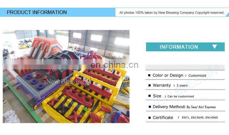 Factory supply ultimate fun 42*15m beast inflatable obstacle course for sale