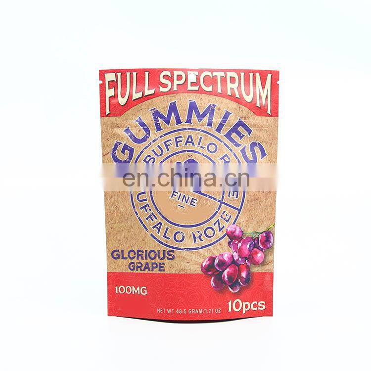 custom printed smell proof child resistant packaging pouch soft touch matt 1 pound lb 7g mylar gummies bag for cbd flower cookie